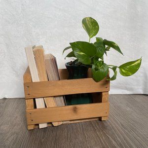 Farmhouse Wooden Storage Crate Boho Rustic Box CD Rack